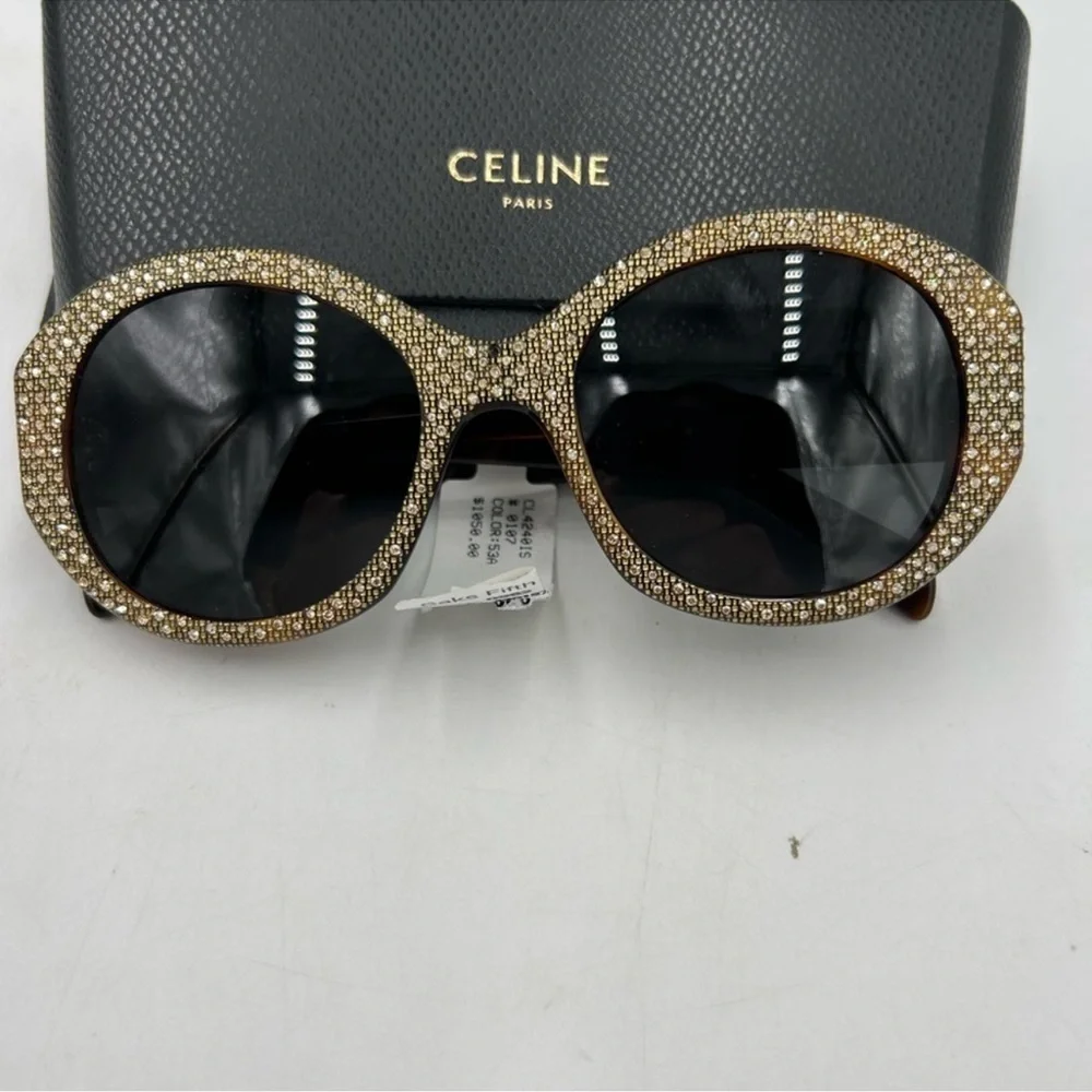 Women’s Celine Havana brown crystal sunglasses made in Italy